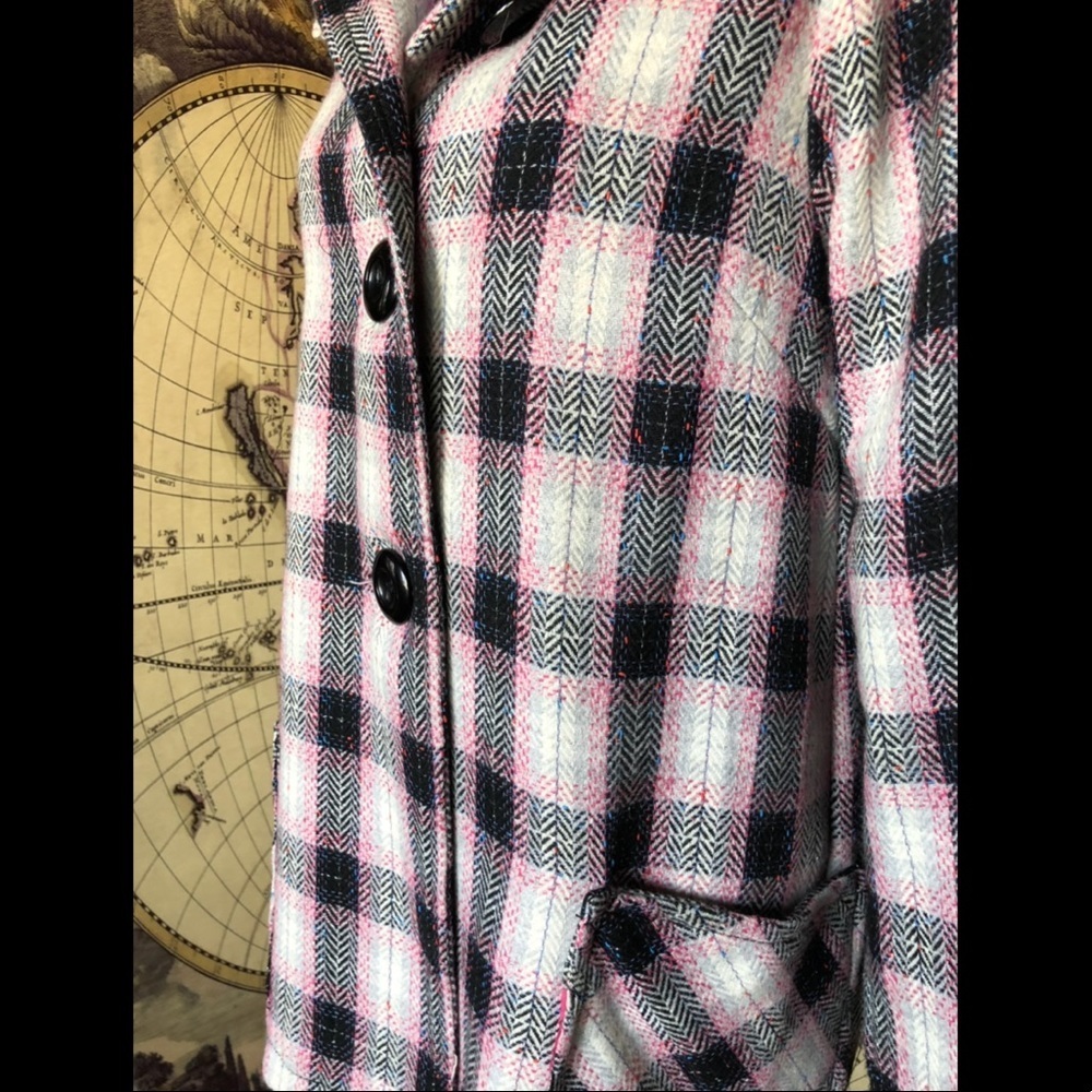 Sashimi Pink plaid peacoat. Size M - Picture 3 of 6